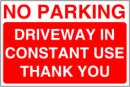 No Parking Driveway In Constant Use